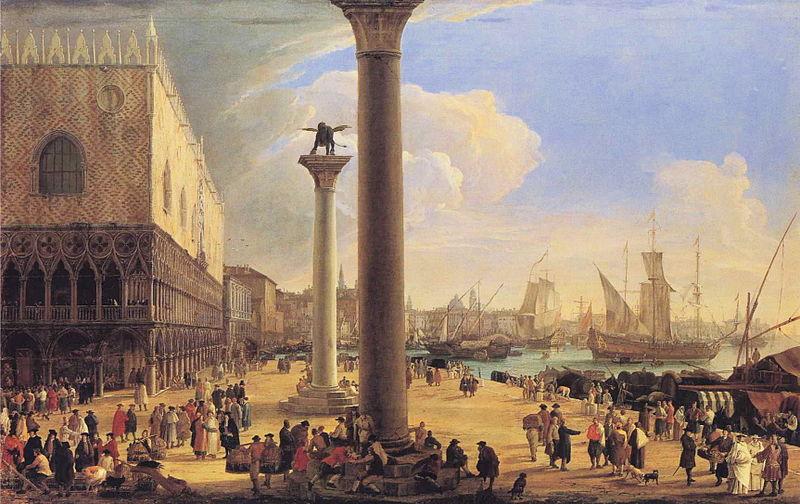 Luca Carlevarijs The Dock Facing the Doge's Palace oil painting picture